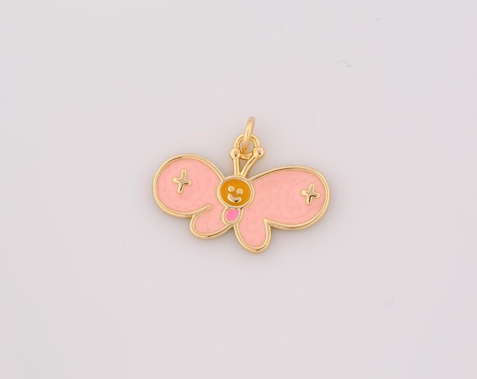 1 pcs Gold Enamel Butterfly Pendant,18K Gold Filled Butterfly Charm Butterfly Charms,DIY Bracelet Necklace Jewelry Making Findings Supply