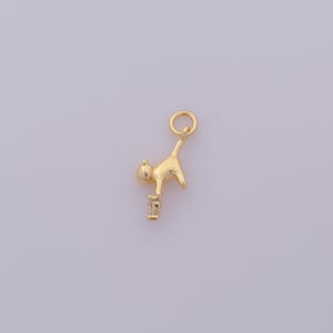 1 pcs Gold CZ Cat Pendant,18K Gold Filled Animal Charm,Cat Charms DIY Bracelet Necklace Jewelry Making Findings Supply