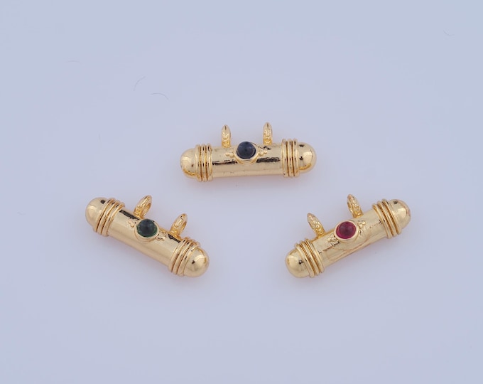 1 pcs Gold CZ Capsule Pendant,18K Gold Filled Capsule Charm,Capsule Charm DIY Bracelet Necklace Jewelry Making Findings Supply