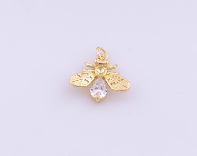 1 pcs Gold CZ Firefly Pendant,18K Gold Filled Insect Charm,Firefly Charms DIY Bracelet Necklace Jewelry Making Findings Supply