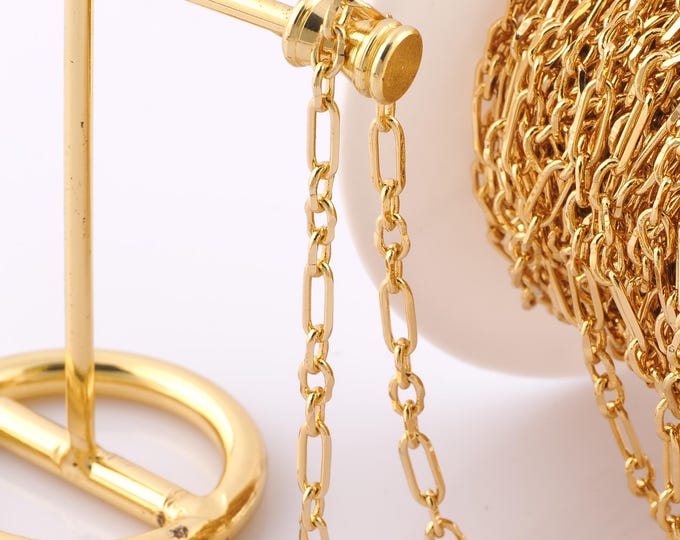 1 Meter Gold Figaro Chain, 18K Gold Filled Semi Finished Chain, Specialty Chains, DIY Jewelry Making Supplies