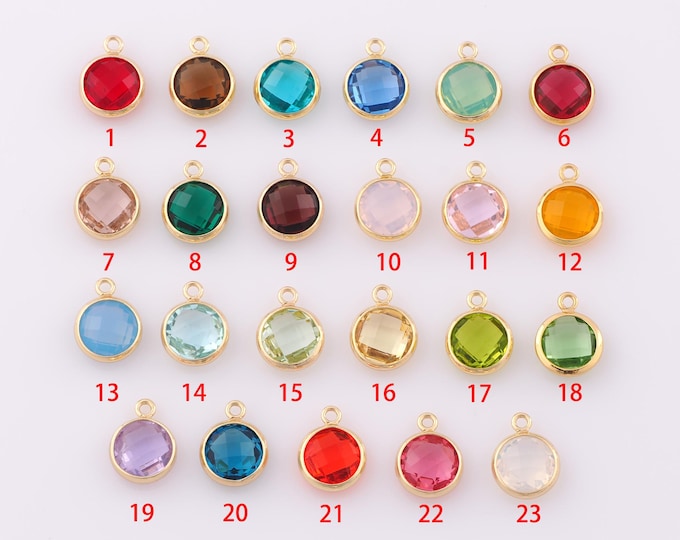 5 pcs Gold CZ Round Pendant,18K Gold Filled Solitaire Charm,Round Charm DIY Bracelet Necklace Jewelry Making Findings Supply