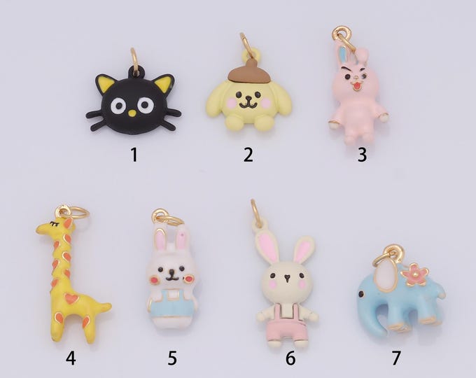 1 pcs Gold Animal Pendant,18K Gold Filled Enamel Cat Charm,Dog Charm DIY Bracelet Necklace Jewelry Making Findings Supply