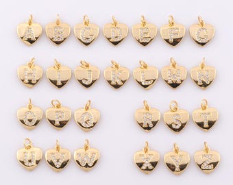 Gold CZ 26 Letters Pendant,18K Gold Filled Letters Charm,Initial Charm DIY Bracelet Necklace Jewelry Making Findings Supply