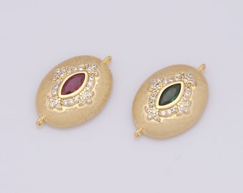 1 pcs Gold CZ Evil Eye Connector,18K Gold Filled Eye Connector,Oval Connector DIY Bracelet Necklace Jewelry Making Findings Supply