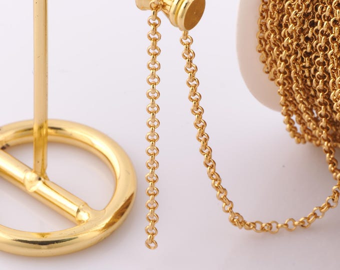 1 Meter Gold Rolo Chain, 18K Gold Filled Semi Finished Chain, Specialty Chains, DIY Jewelry Making Supplies