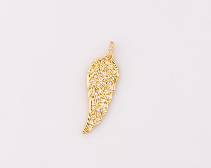 1 pcs Gold CZ Wings Pendant,18K Gold Filled Animal Wings Charm,Wings Charms,DIY Bracelet Necklace Jewelry Making Findings Supply