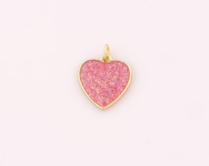 1 pcs Gold Enamel Heart Pendant,18K Gold Filled Love Charm,Heart Charms DIY Bracelet Necklace Jewelry Making Findings Supply