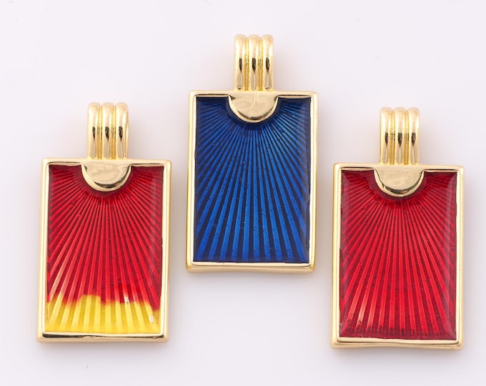 1 pcs Gold Sunlight Pendant,18K Gold Filled Enamel Sun Charm,Square Charm DIY Bracelet Necklace Jewelry Making Findings Supply