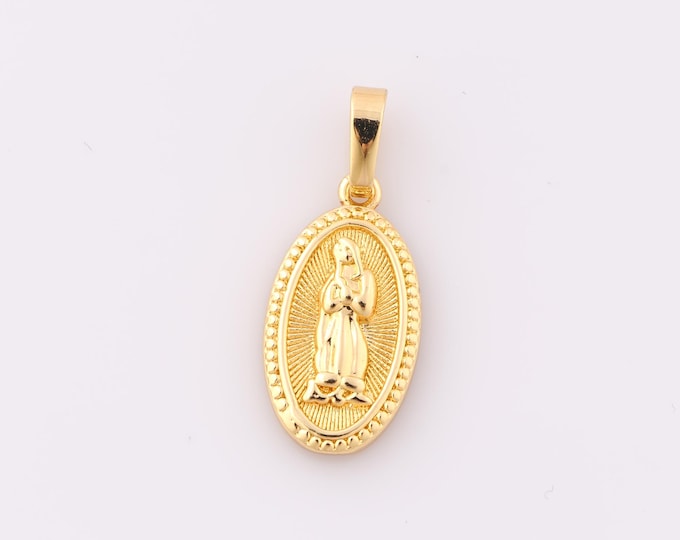 1 pcs Gold Virgin Mary Pendant,18K Gold Filled Religious Charm,Catholic Charm DIY Bracelet Necklace Jewelry Making Findings Supply