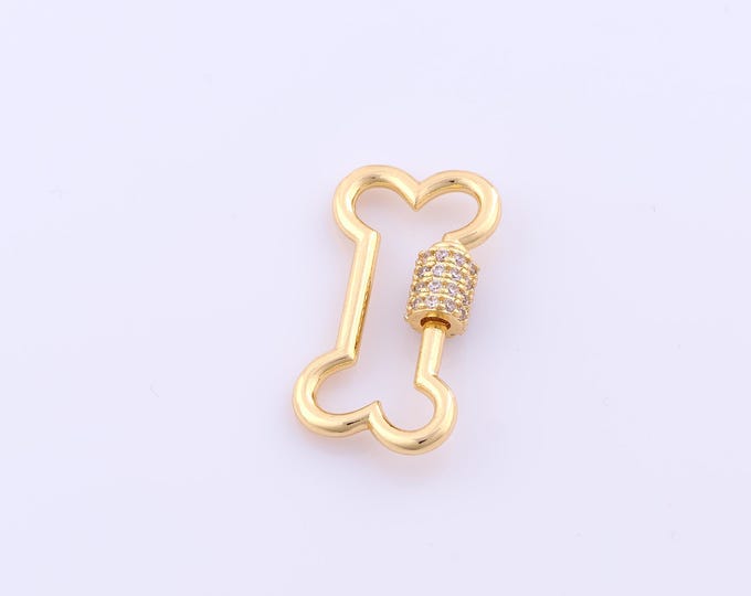 1 pcs Gold Carabiner Clasp,18K Gold Filled Screw Clasp,Bone Clasp for DIY Bracelet Necklace Jewelry Making Findings Supply