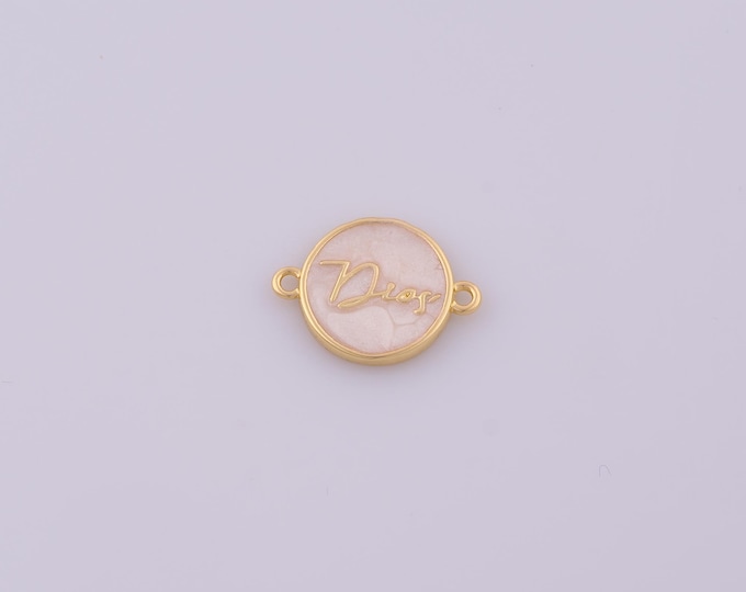 1 pcs Gold Enamel Medal Connector,18K Gold Filled Round Medal Connector,DIY Bracelet Necklace Jewelry Making Findings Supply