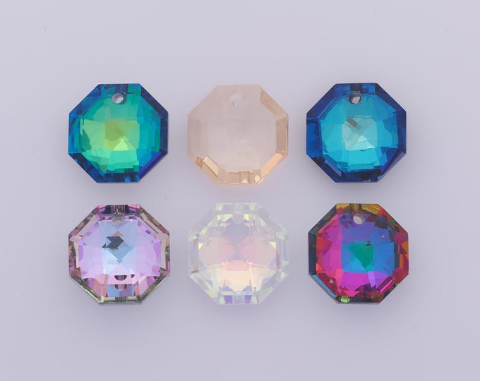 1 pcs Octagon Crystal Pendant,Crystal AB Charms,Austrian Crystal,Made in Austria DIY Bracelet Necklace Jewelry Making Findings Supply