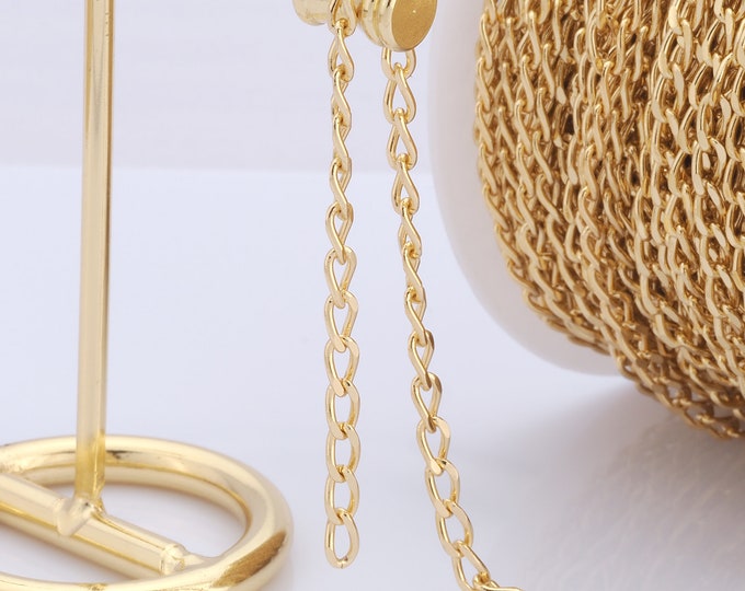 1 Meter Gold Cable Chain, 18K Gold Filled Semi Finished Chain, Specialty Chains, DIY Jewelry Making Supplies