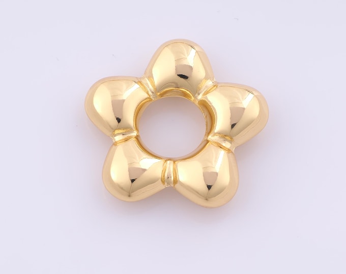 1 pcs Gold Flower Pendant,18K Gold Filled Flower Charm,Flower Charms DIY Bracelet Necklace Jewelry Making Findings Supply