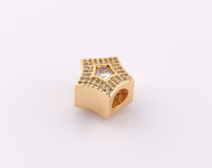 1 pcs 18K Gold Filled Star Spacer Beads,Large Hole Beads,Star Beads for DIY Jewelry Making Findings Supply