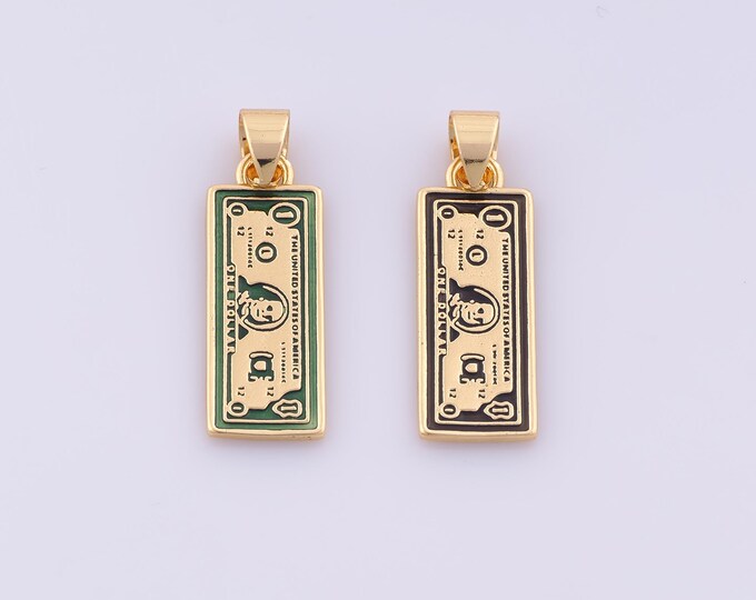 1 pcs Gold Enamel Dollar Pendant,18K Gold Filled Money Charm,Dollar Charms DIY Bracelet Necklace Jewelry Making Findings Supply