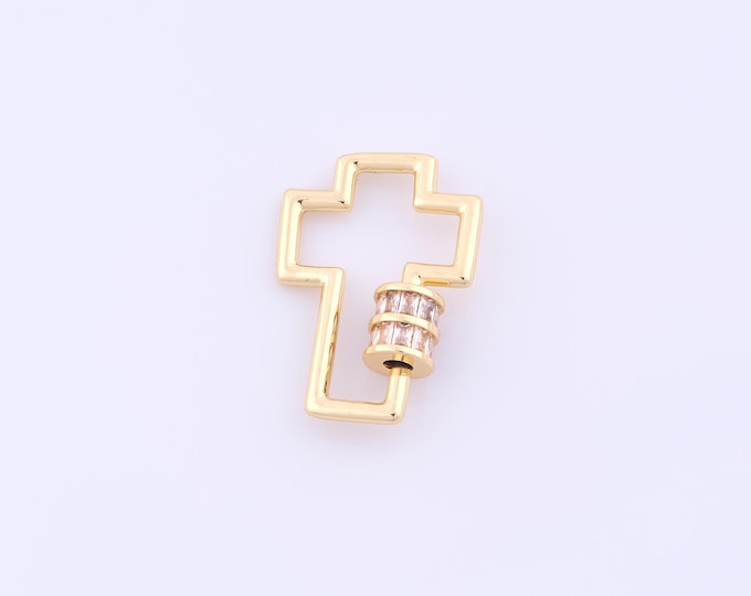 1 pcs Gold CZ Carabiner Clasp,18K Gold Filled Screw Clasp,Cross Clasp for DIY Bracelet Necklace Jewelry Making Findings Supply