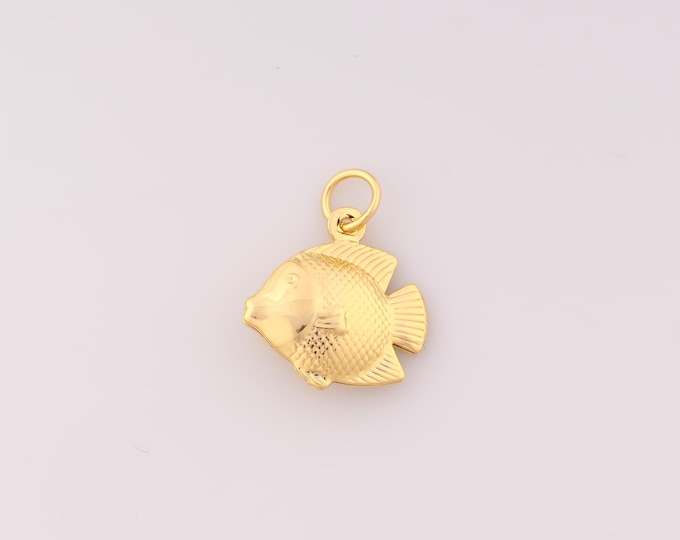 1 pcs Gold Goldfish Pendant,18K Gold Filled Tropical Fish Charm,Marine Life Charms DIY Bracelet Necklace Jewelry Making Findings Supply