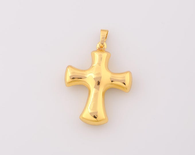 1 pcs Gold Cross Pendant,18K Gold Filled Religious Charm,Christian Charms DIY Bracelet Necklace Jewelry Making Findings Supply