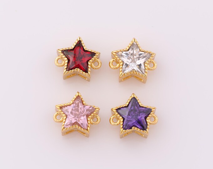 1 pcs Gold CZ Star Connectors,18K Gold Filled Star Connectors,Star Connectors DIY Bracelet Necklace Jewelry Making Findings Supply