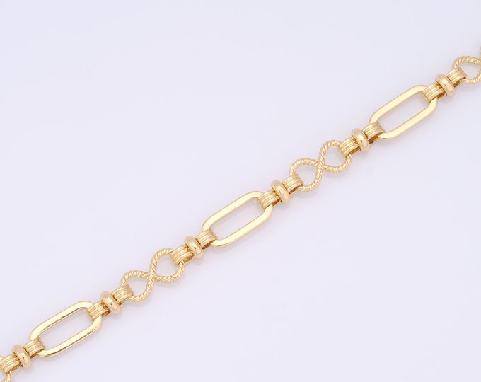 1 Meter Gold Figure 8 Chain, 18K Gold Filled Semi Finished Chain, Specialty Chains, DIY Jewelry Making Supplies
