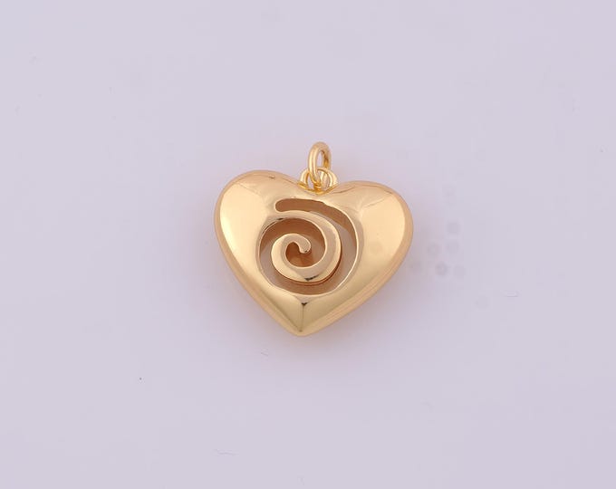 1 pcs Gold Heart Pendant,18K Gold Filled Love Charm,Heart Charms DIY Bracelet Necklace Jewelry Making Findings Supply