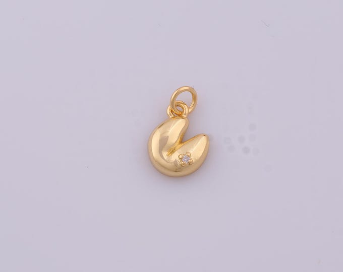 1 pcs Gold CZ Fortune Cookie Pendant,18K Gold Filled Fortune Cookie Charm,Fortune Cookie Charms DIY Necklace Jewelry Making Findings Supply
