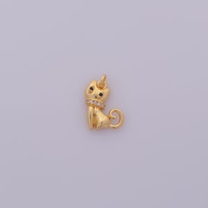 1 pcs Gold CZ Cat Pendant,18K Gold Filled Animal Charm,Cat Charms DIY Bracelet Necklace Jewelry Making Findings Supply