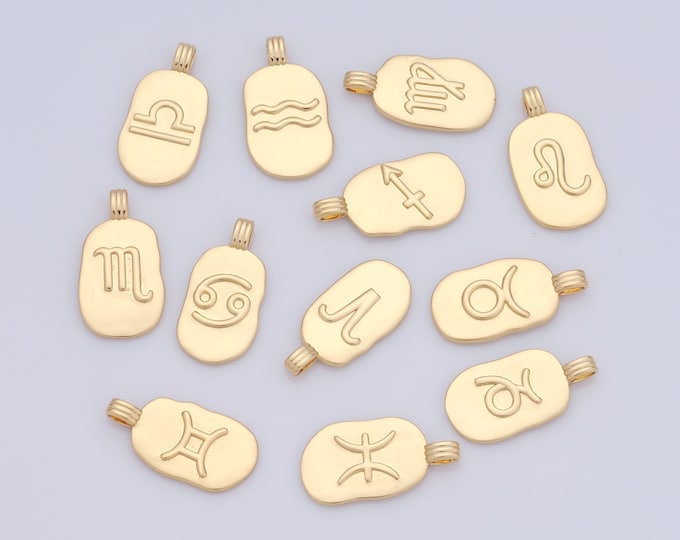 1 pcs Gold Zodiac Constellations Pendant,18K Gold Filled Zodiac Sign Charm,Symbol charm,DIY Bracelet Necklace Jewelry Making Findings Supply