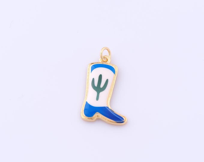 1pcs Gold Enamel Knight Boots Pendant,18K Gold Filled Trident Charm,Knight Boots Charms DIY Bracelet Necklace Jewelry Making Findings Supply