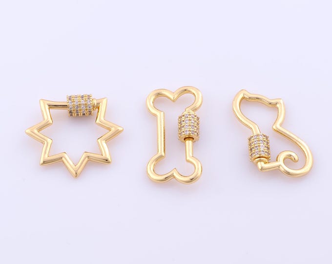 1 pcs Gold Carabiner Clasp,18K Gold Filled Screw Clasp,Dainty Clasp for DIY Bracelet Necklace Jewelry Making Findings Supply