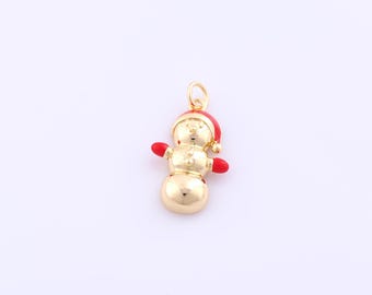 1 pcs Enamel Christmas Hat Pendant,18K Gold Filled Snowman Charm,Christmas Charms DIY Bracelet Necklace Jewelry Making Findings Supply
