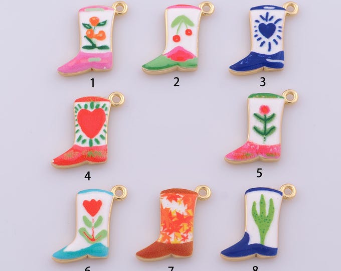 1 pcs Enamel Knight Boot Pendant,18K Gold Filled Knight Boot Charm,Knight Boot Charms DIY Necklace Jewelry Making Finding Supply