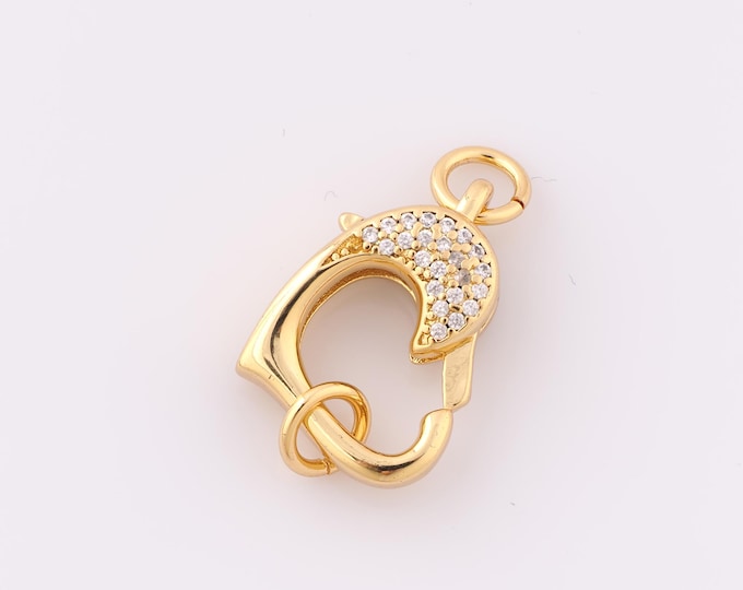 1 pcs Gold Lobster Clasp,18K Gold Filled Heart Clasp,Lobster Clasp for DIY Bracelet Necklace Jewelry Making Findings Supply