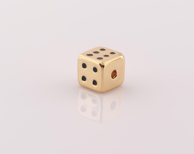 1 pcs 18K Gold Filled Dice Spacer Beads,Dice Beads,Dice Beads for DIY Jewelry Making Findings Supply