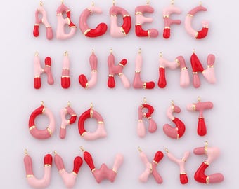 Gold Letters Pendant,18K Gold Filled Enamel Initial Charm,Alphabet Charm DIY Bracelet Necklace Jewelry Making Findings Supply