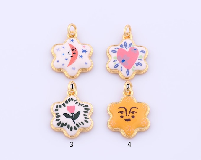 1 pcs Gold Enamel David Star Pendant,18K Gold Filled Jewish Star Charm,Heart Charms DIY Bracelet Necklace Jewelry Making Findings Supply