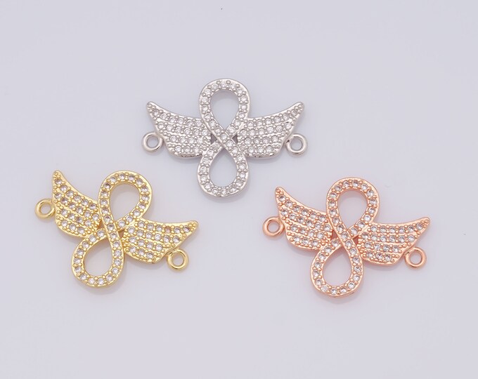 1 pcs Gold Infinite Connector,18K Gold Filled CZ Wings Connector,Infinite Connector DIY Bracelet Necklace Jewelry Making Findings Supply
