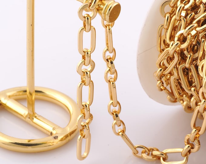 1 Meter Gold Figaro Chain, 18K Gold Filled Semi Finished Chain, Specialty Chains, DIY Jewelry Making Supplies