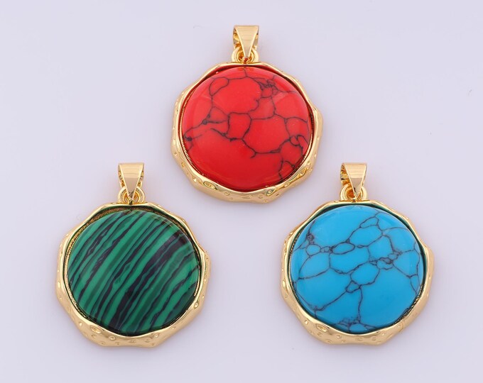 1 pcs Gold Round Pendant,18K Gold Filled Round Charm,Round Charms DIY Bracelet Necklace Jewelry Making Findings Supply