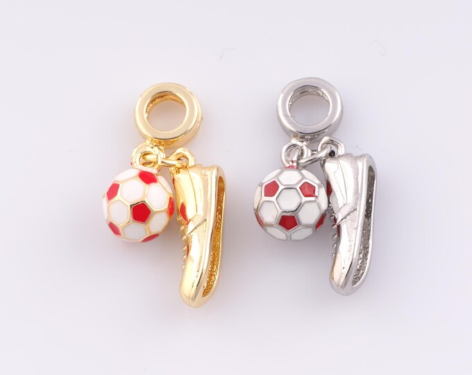 1 pcs Gold Enamel Football Pendant,18K Gold Filled Shoe Charm Shoe Charms,DIY Bracelet Necklace Jewelry Making Findings Supply
