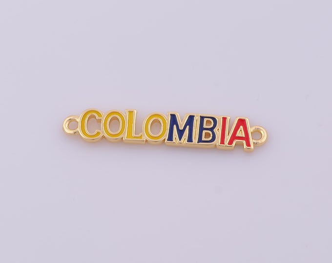 1 pcs Gold Enamel Colombia Connector,18K Gold Filled Colombia Letter Connector,DIY Bracelet Necklace Jewelry Making Findings Supply