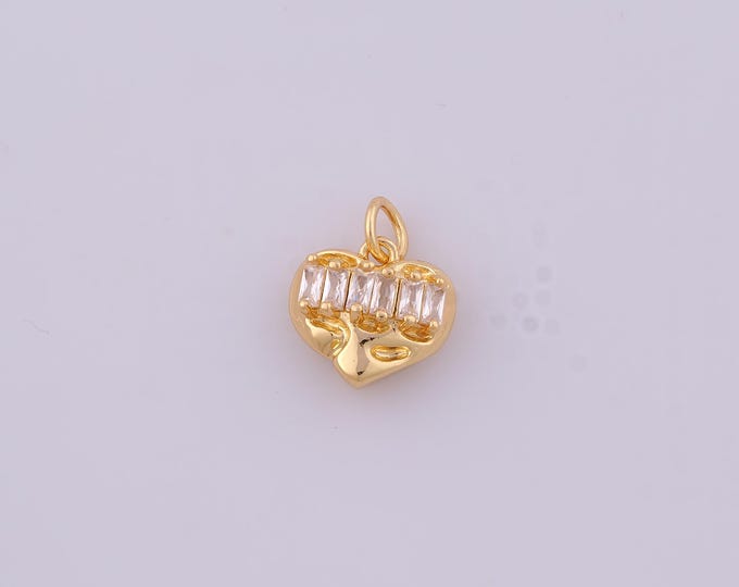 1 pcs Gold CZ Heart Pendant,18K Gold Filled Love Charm,Heart Charms DIY Bracelet Necklace Jewelry Making Findings Supply