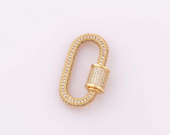 1 pcs Gold CZ Carabiner Clasp,18K Gold Filled Carabiner Clasp,Carabiner Clasp for DIY Bracelet Necklace Jewelry Making Findings Supply