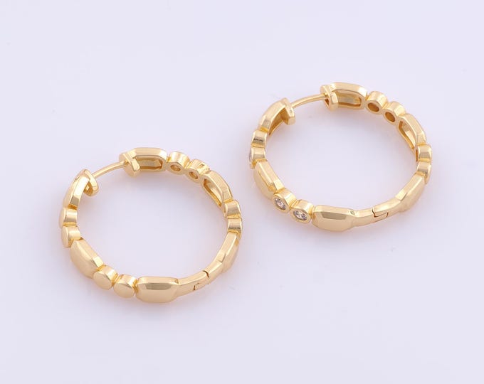 1 pair Gold CZ Hoop Earrings,18K Gold Filled Huggie Hoop Earrings,Hoop Earrings,Hypoallergenic Huggie Hoop,Gift for Her