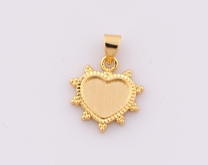 1 pcs Gold Heart Pendant,18K Gold Filled Simple Charm,Minimalist Charm DIY Bracelet Necklace Jewelry Making Findings Supply