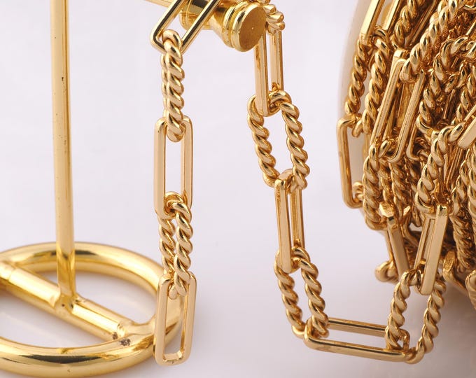 1 Meter Gold Twist Chain, 18K Gold Filled Semi Finished Chain, Specialty Chains, DIY Jewelry Making Supplies