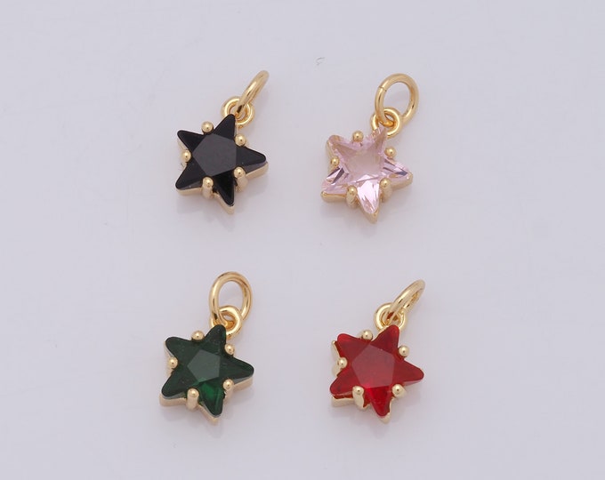 1 pcs Gold Star Pendant,18K Gold Filled CZ Star Charm,Star Charm DIY Bracelet Necklace Jewelry Making Findings Supply