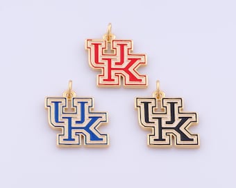 1 pcs Enamel Kentucky Team Logo Pendant,18K Gold Filled Team Logo Charm,Kentucky Charms DIY Bracelet Necklace Jewelry Making Findings Supply